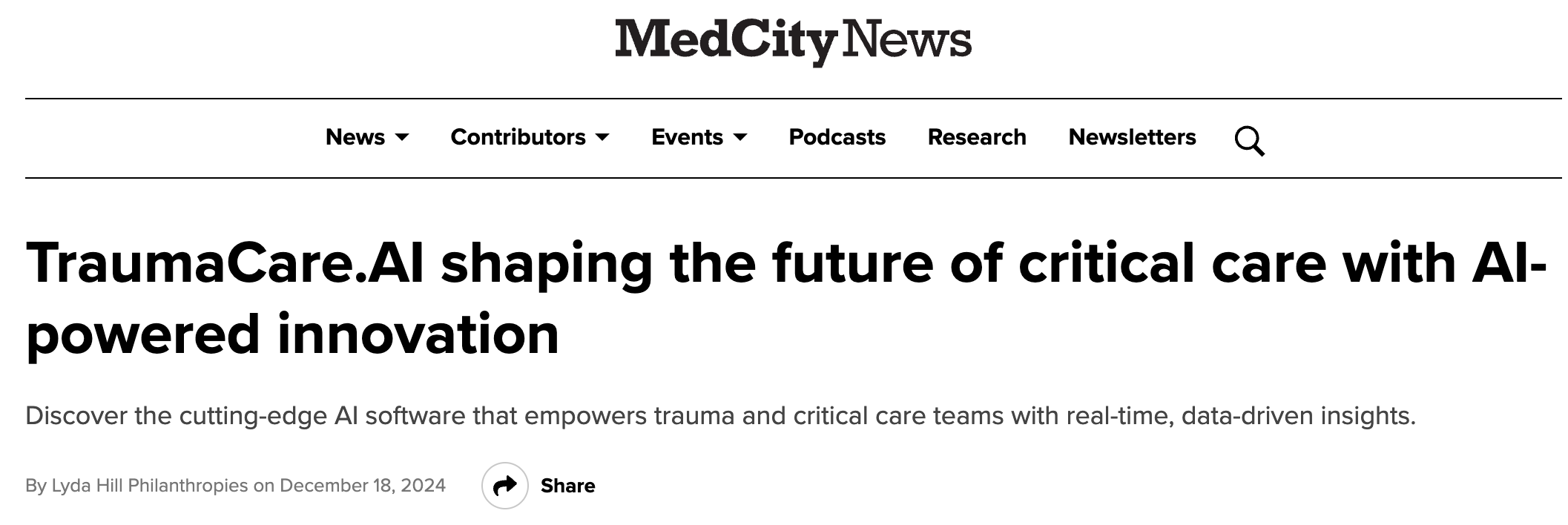 MedCity News Features TraumaCareAI